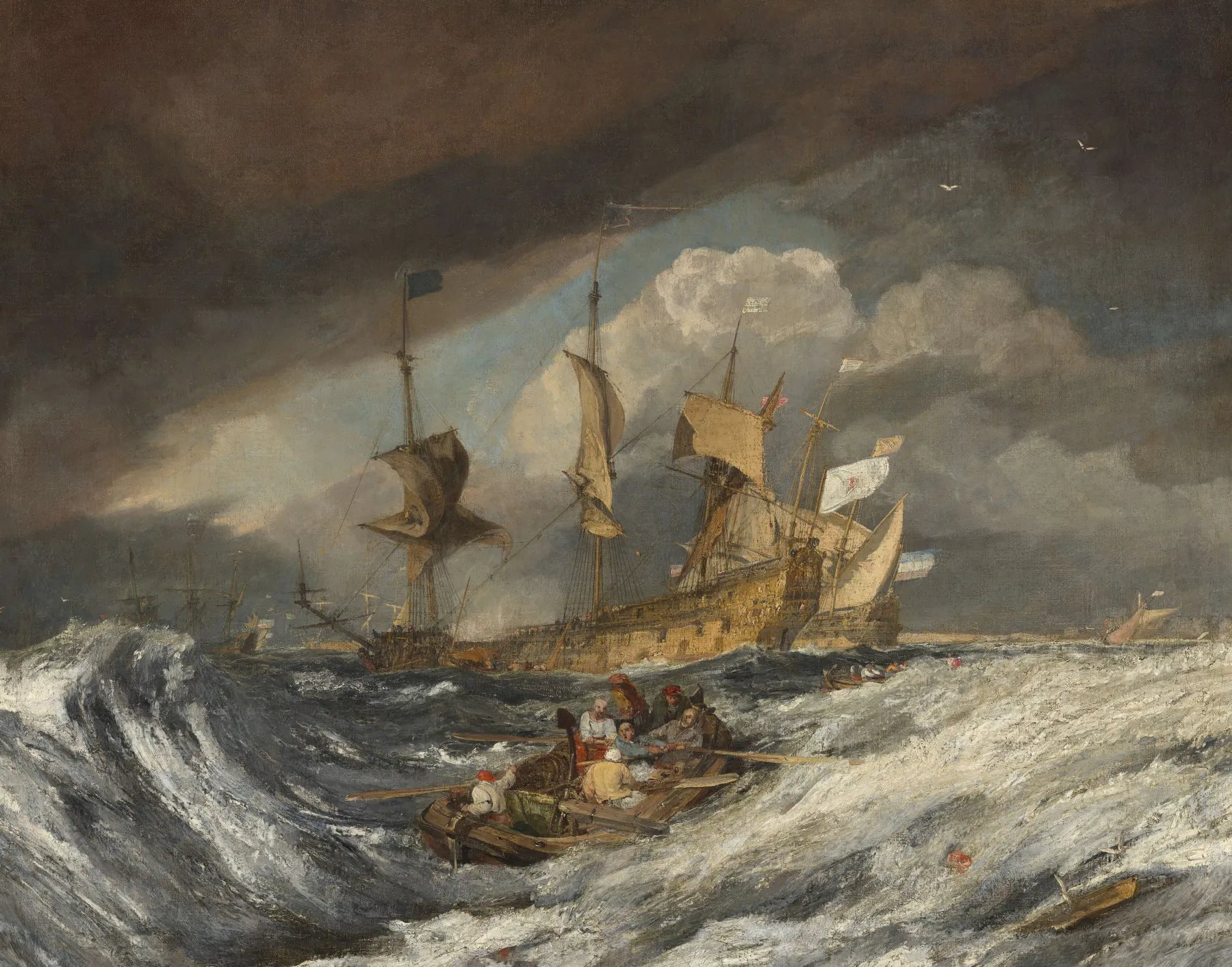 Galerie Mont Boats Carrying Out Anchors to the Dutch Men of War - William Turner^ Turner