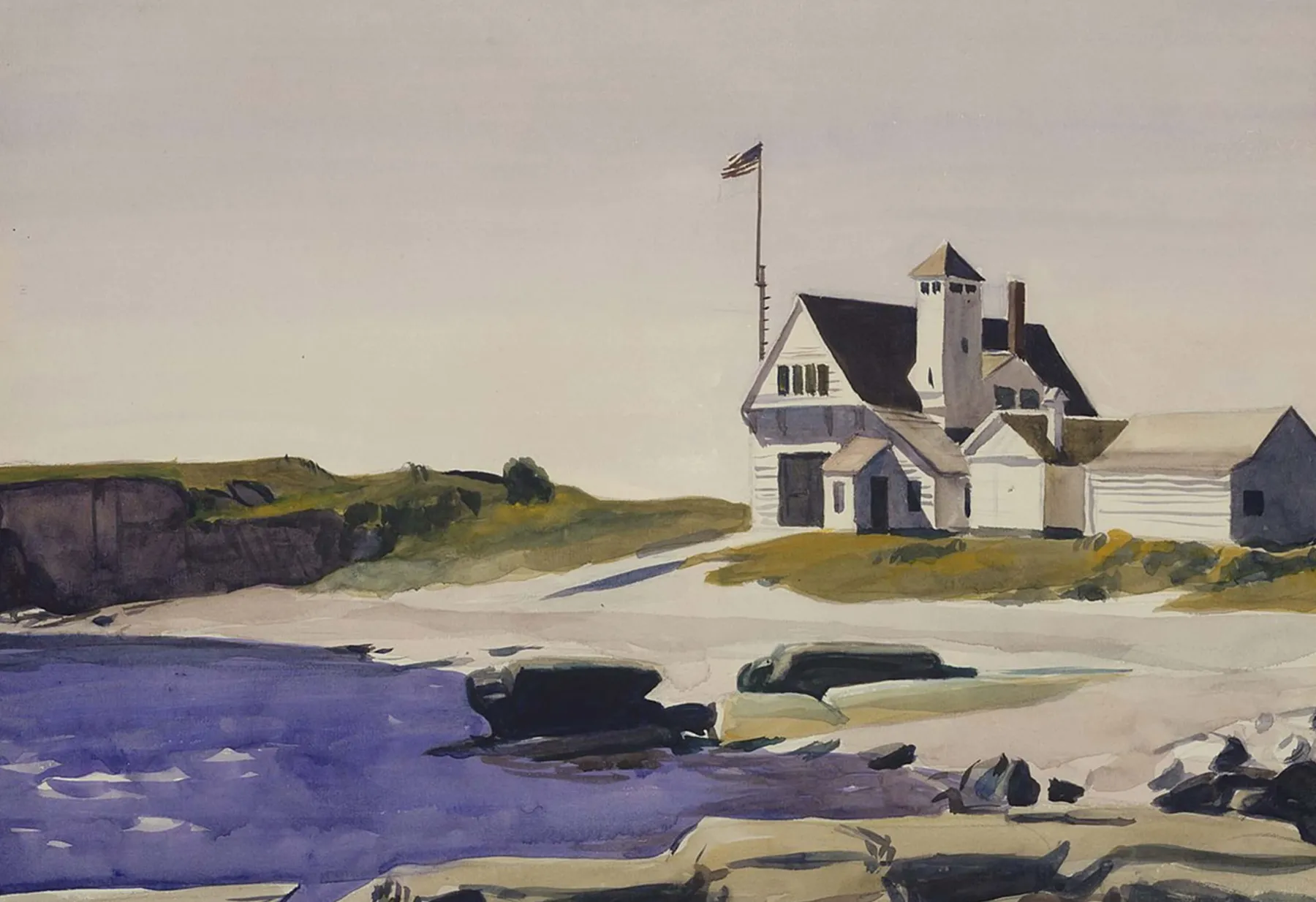 coast_guard_station_two_lights_maine__edward_hopper_2.webp Galerie Mont Coast Guard Station, Two Lights, Maine - Edward Hopper^ Hopper