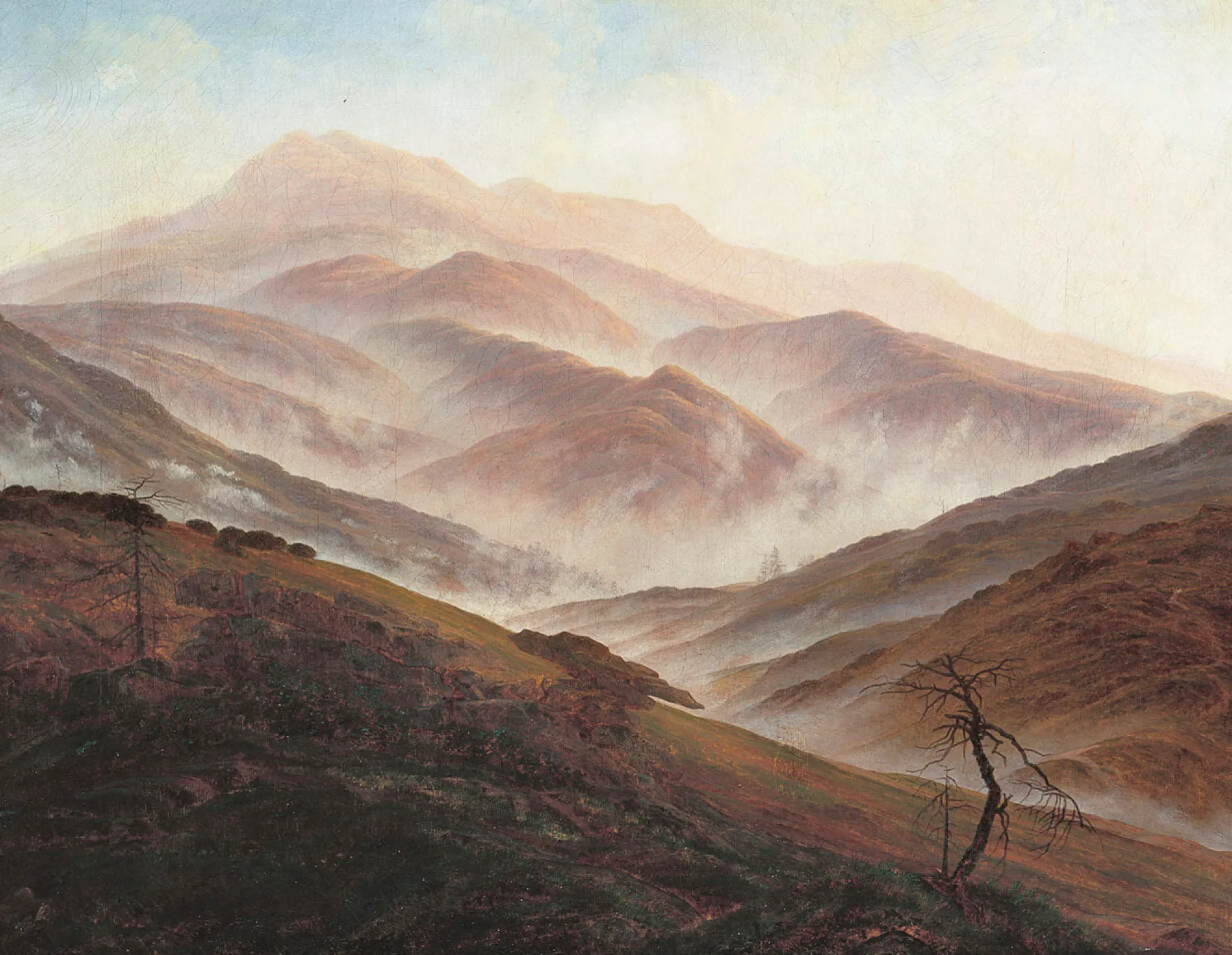 Galerie Mont Giant Mountains Landscape with Rising Fog - Caspar David Friedrich^ Friedrich