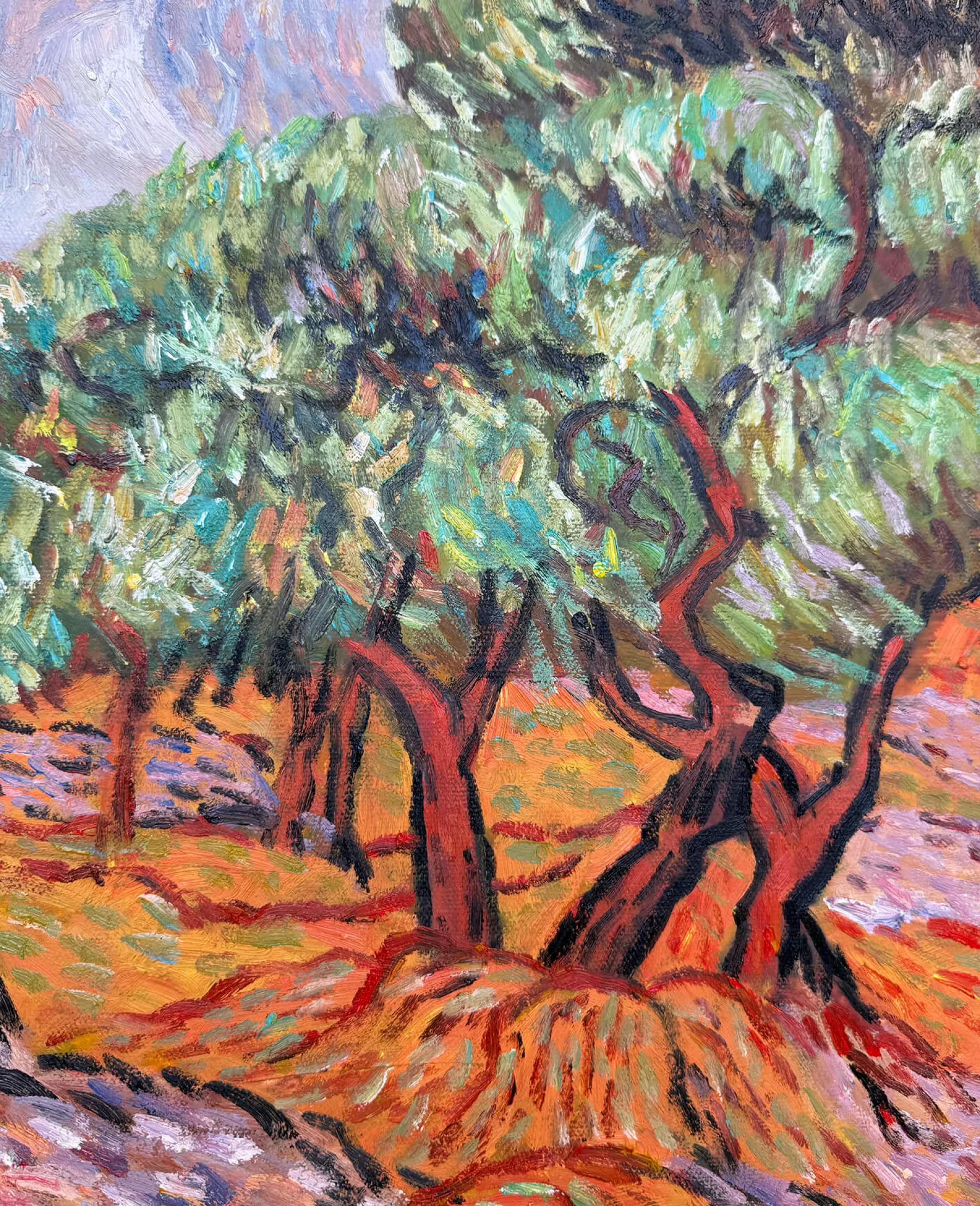 Galerie Mont Olive Trees with Yellow Sky and Sun - Vincent Van Gogh^ Van Gogh