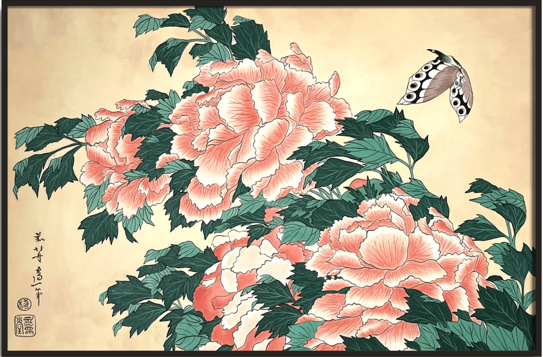 Galerie Mont Peonies and Butterfly - Hokusai^ Hokusai