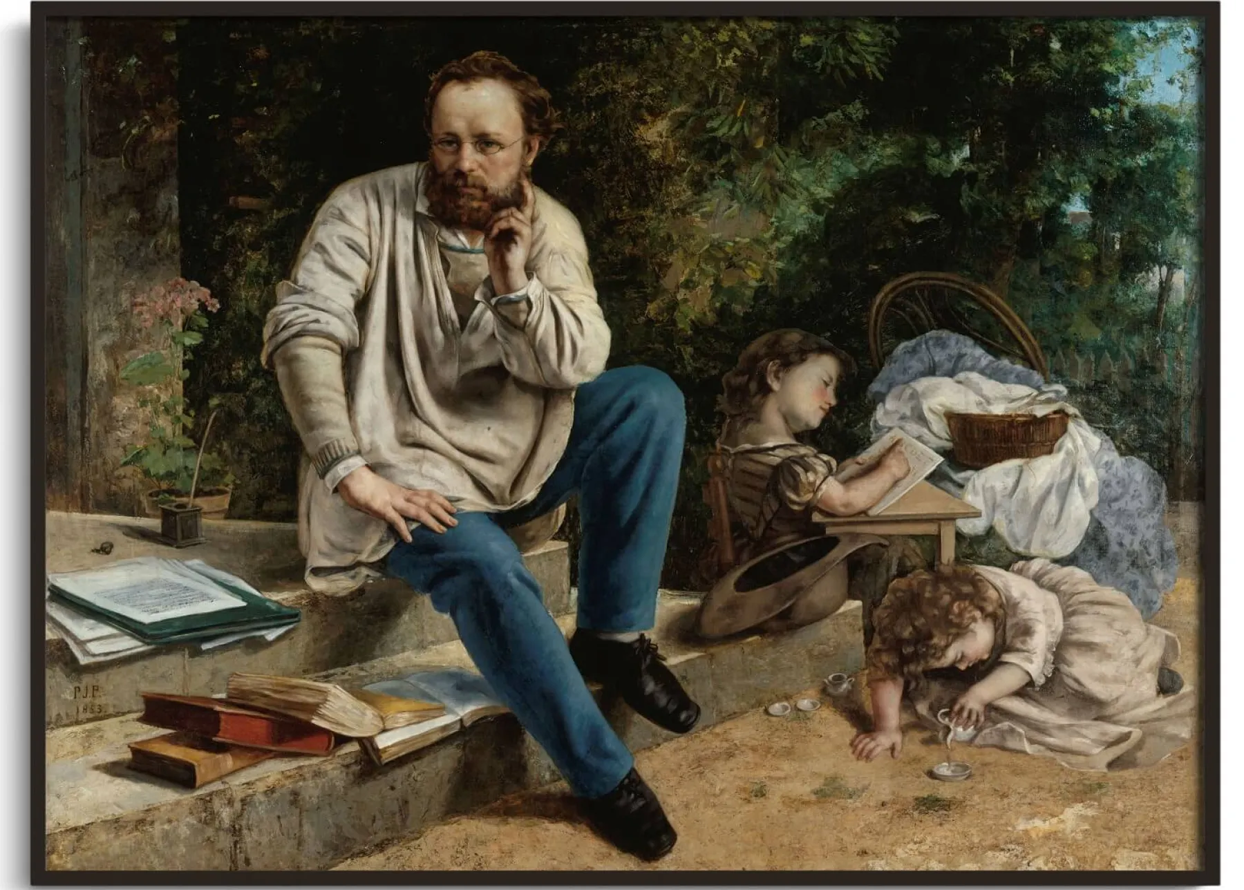 Galerie Mont Pierre Joseph Proudhon and his children in 1853 - Gustave Courbet^ Courbet