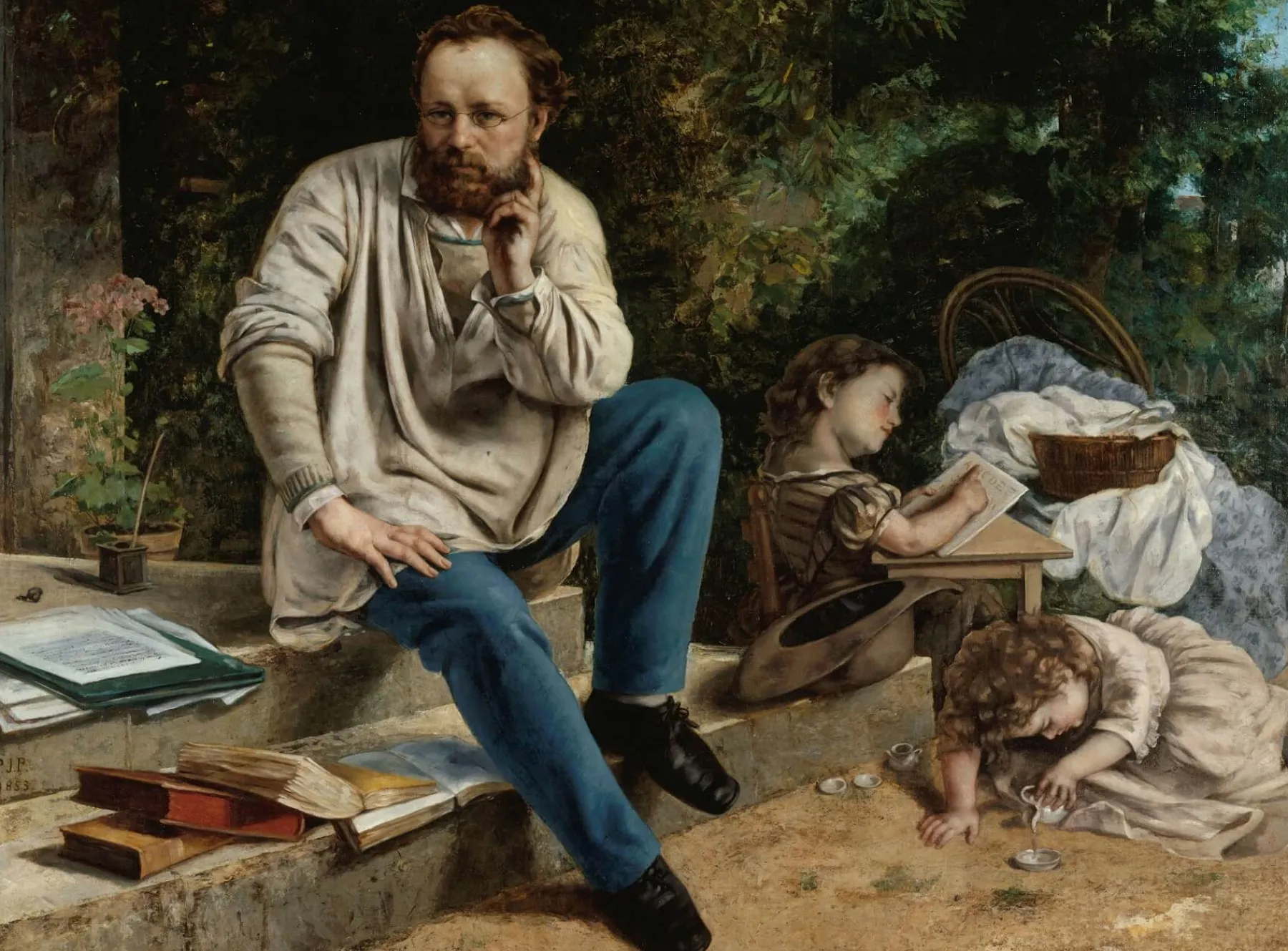 Galerie Mont Pierre Joseph Proudhon and his children in 1853 - Gustave Courbet^ Courbet