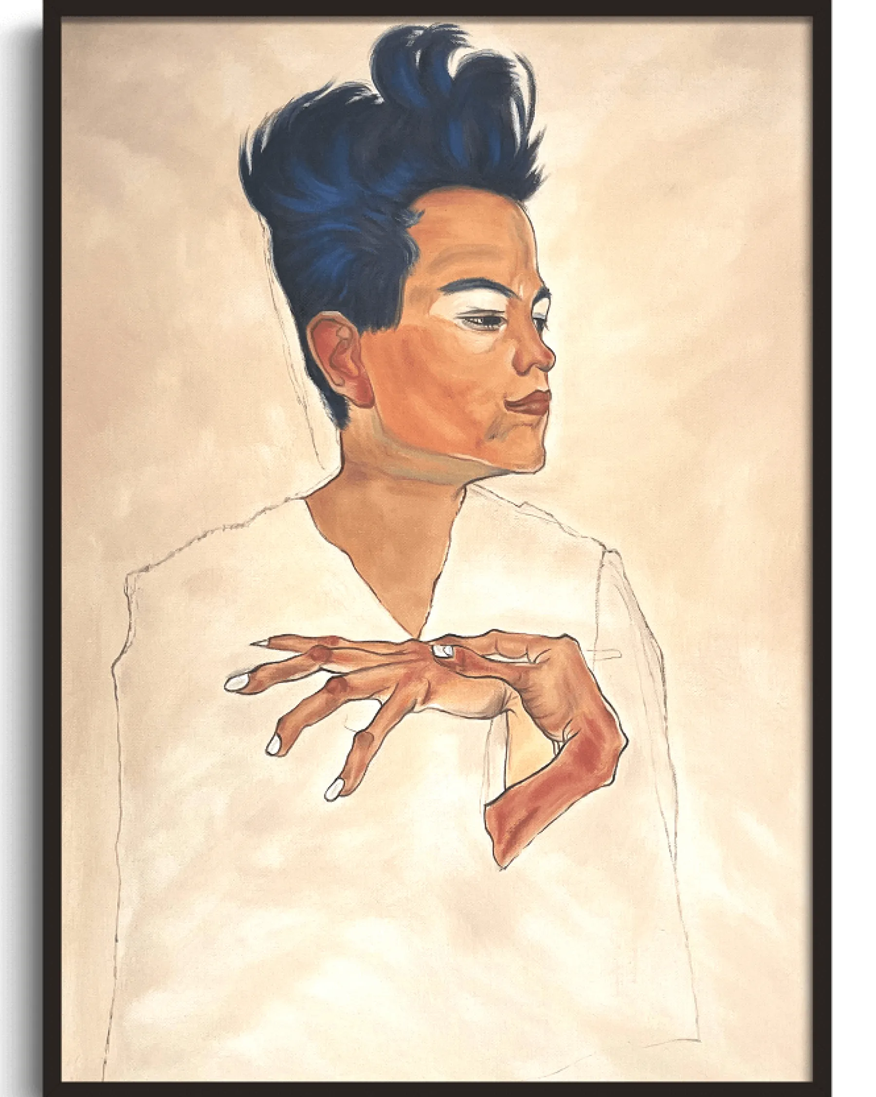 Galerie Mont Self-portrait with hands to the chest - Egon Schiele^ Schiele