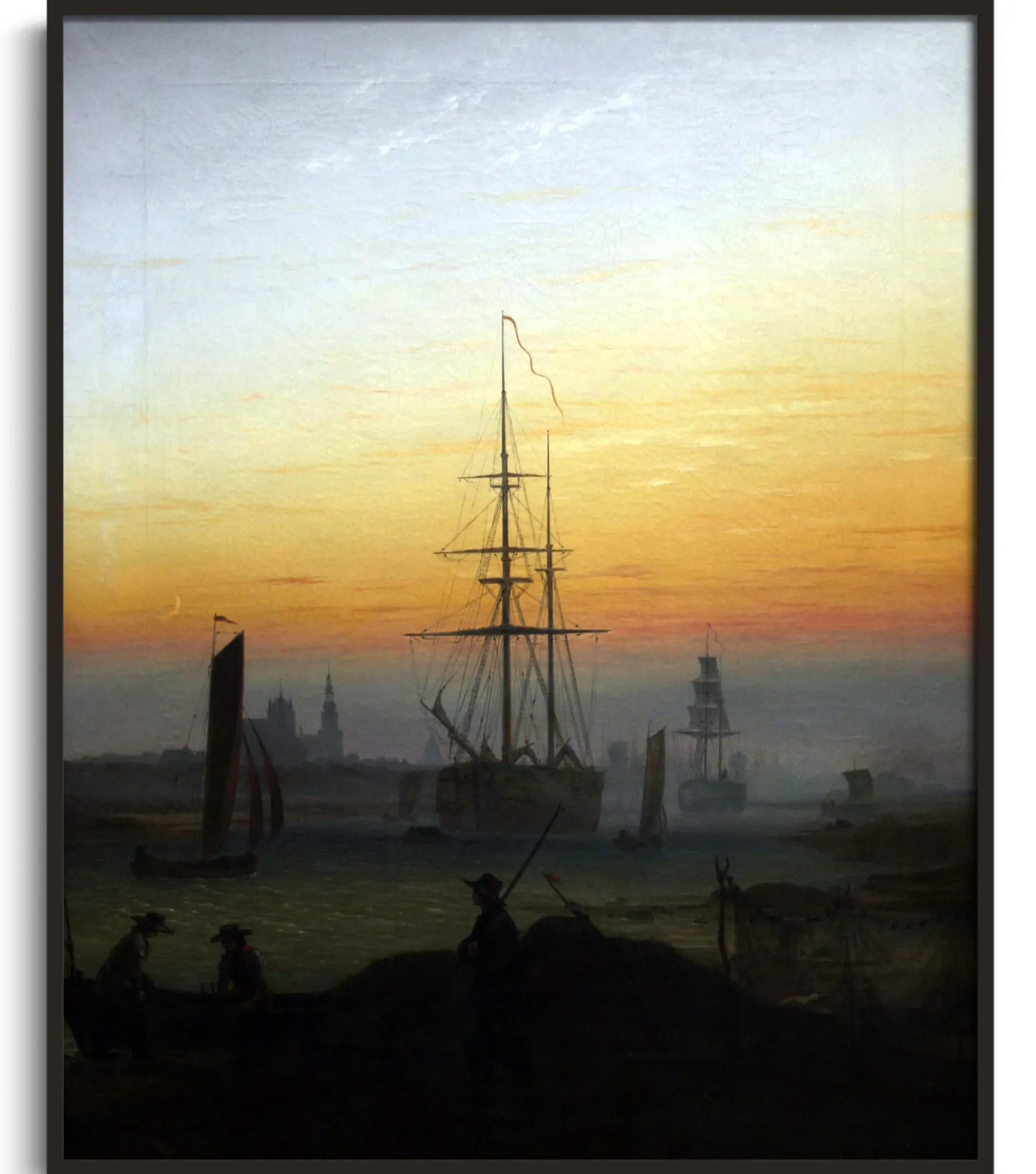 Galerie Mont Ships in the Harbor of Greifswald - Caspar David Friedrich^ Friedrich