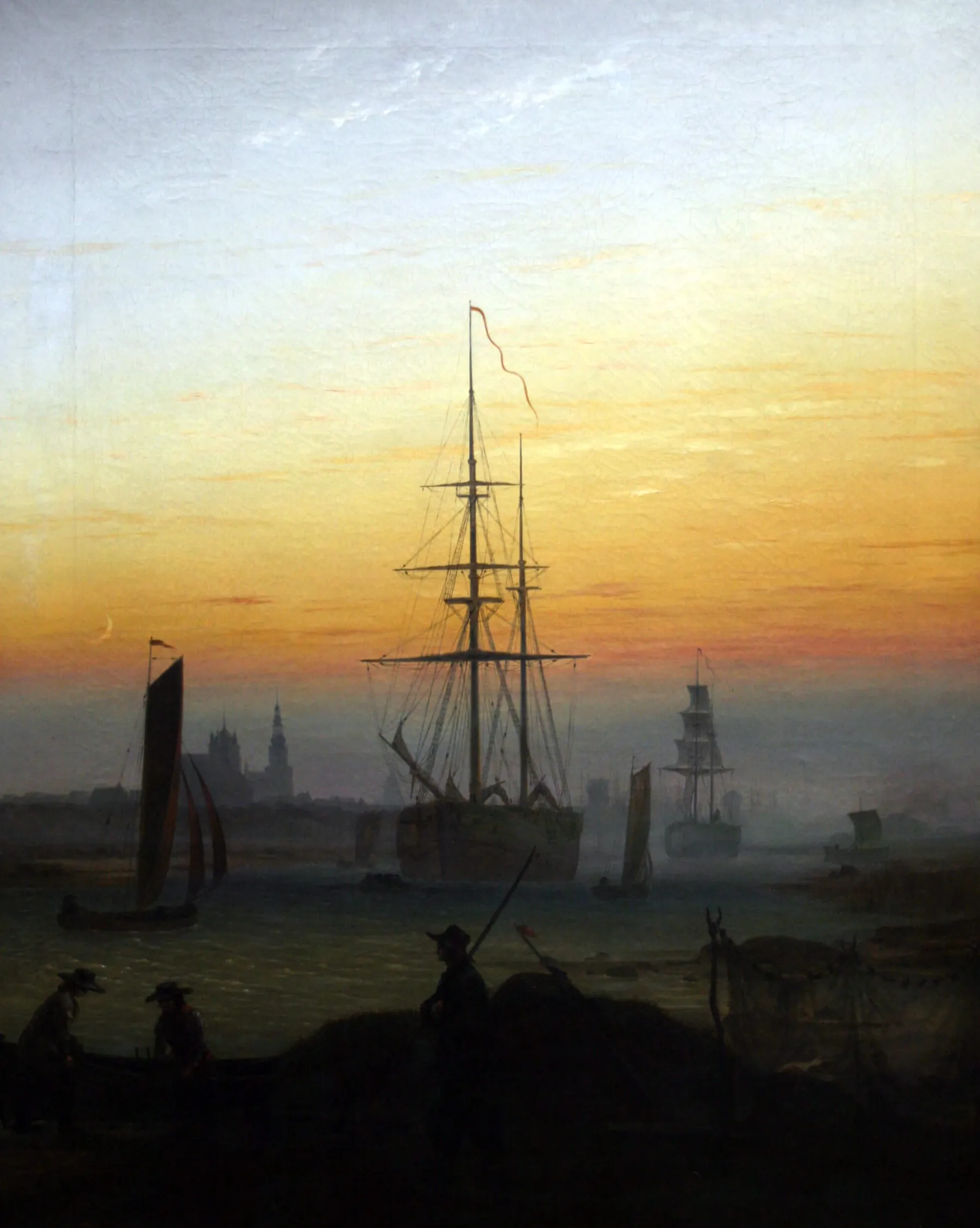 Galerie Mont Ships in the Harbor of Greifswald - Caspar David Friedrich^ Friedrich