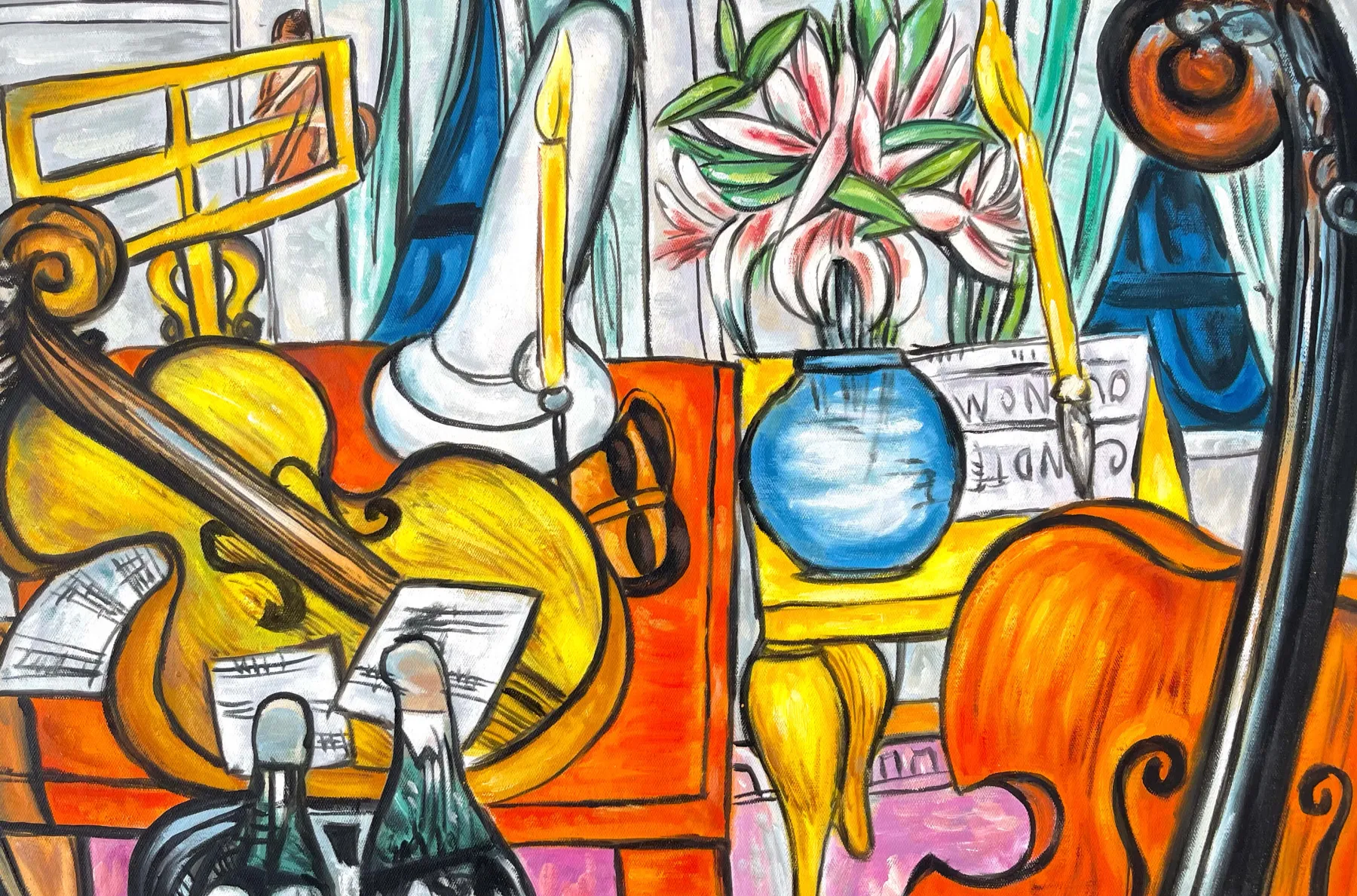 Galerie Mont Still life with cello and double bass - Max Beckmann^ Beckmann