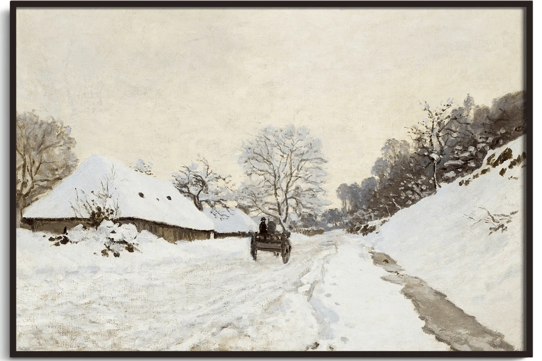 Galerie Mont The cart. Road under the snow in Honfleur - Claude Monet^ Monet