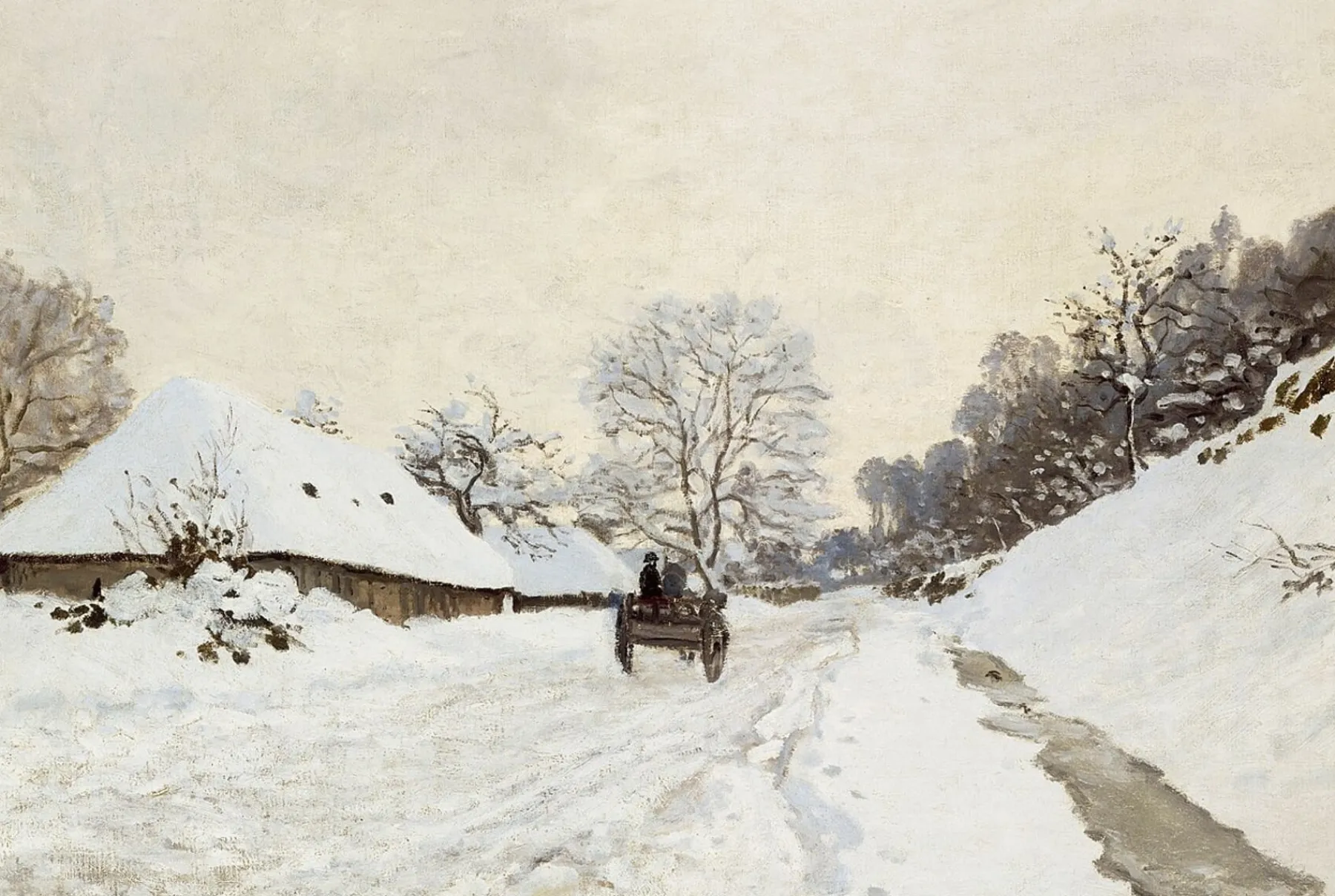 Galerie Mont The cart. Road under the snow in Honfleur - Claude Monet^ Monet