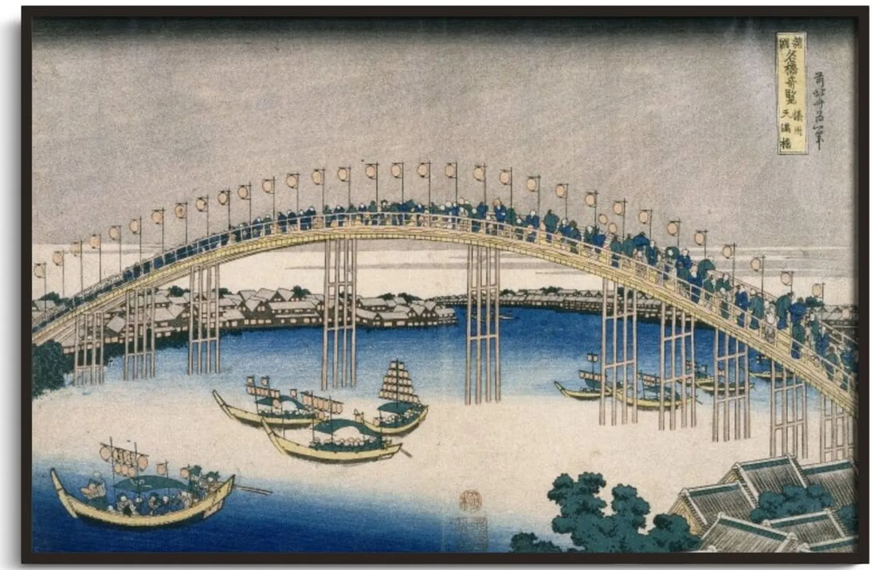 Galerie Mont The lantern festival on Temma bridge - Hokusai^ Hokusai