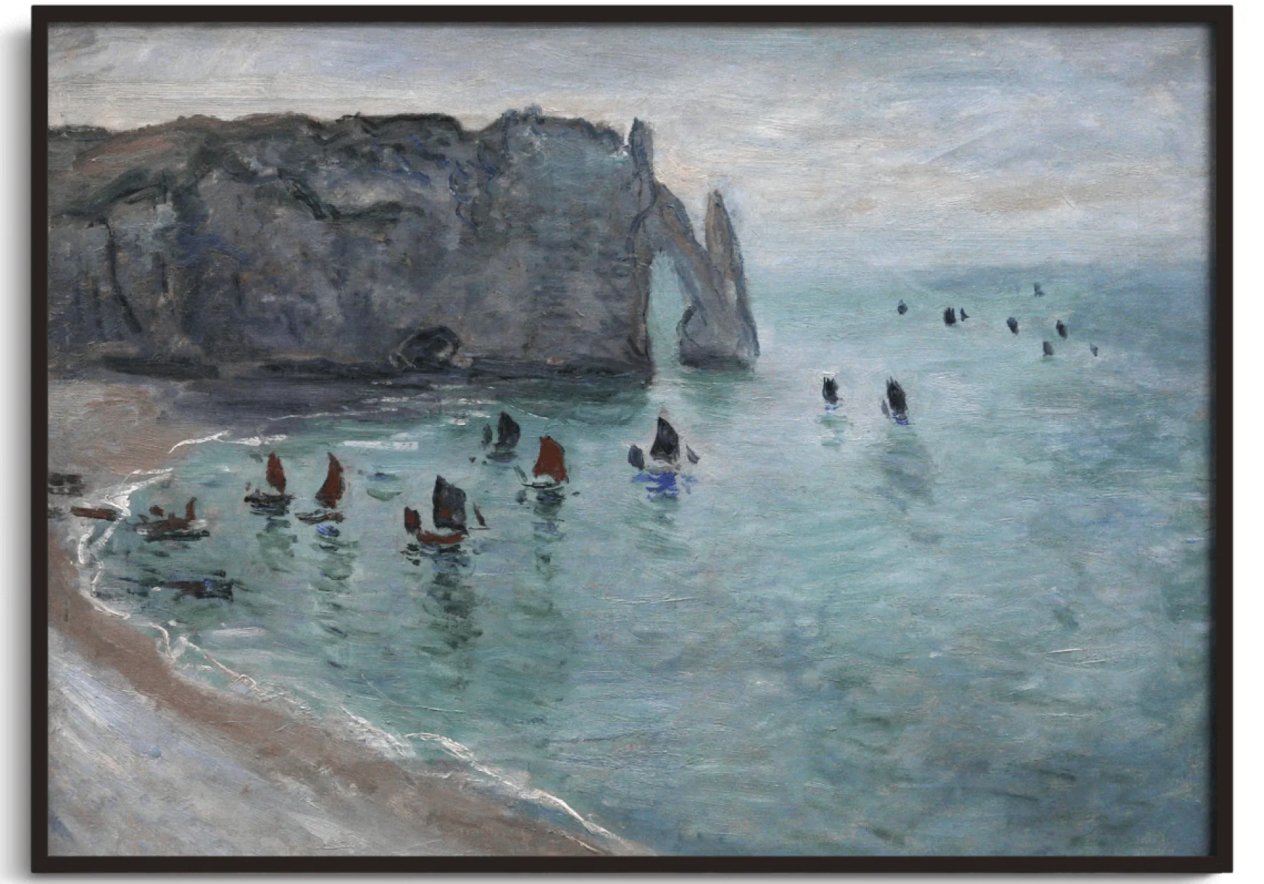 Galerie Mont Étretat, la porte d'Aval: fishing boats leaving the harbour - Claude Monet^ Monet