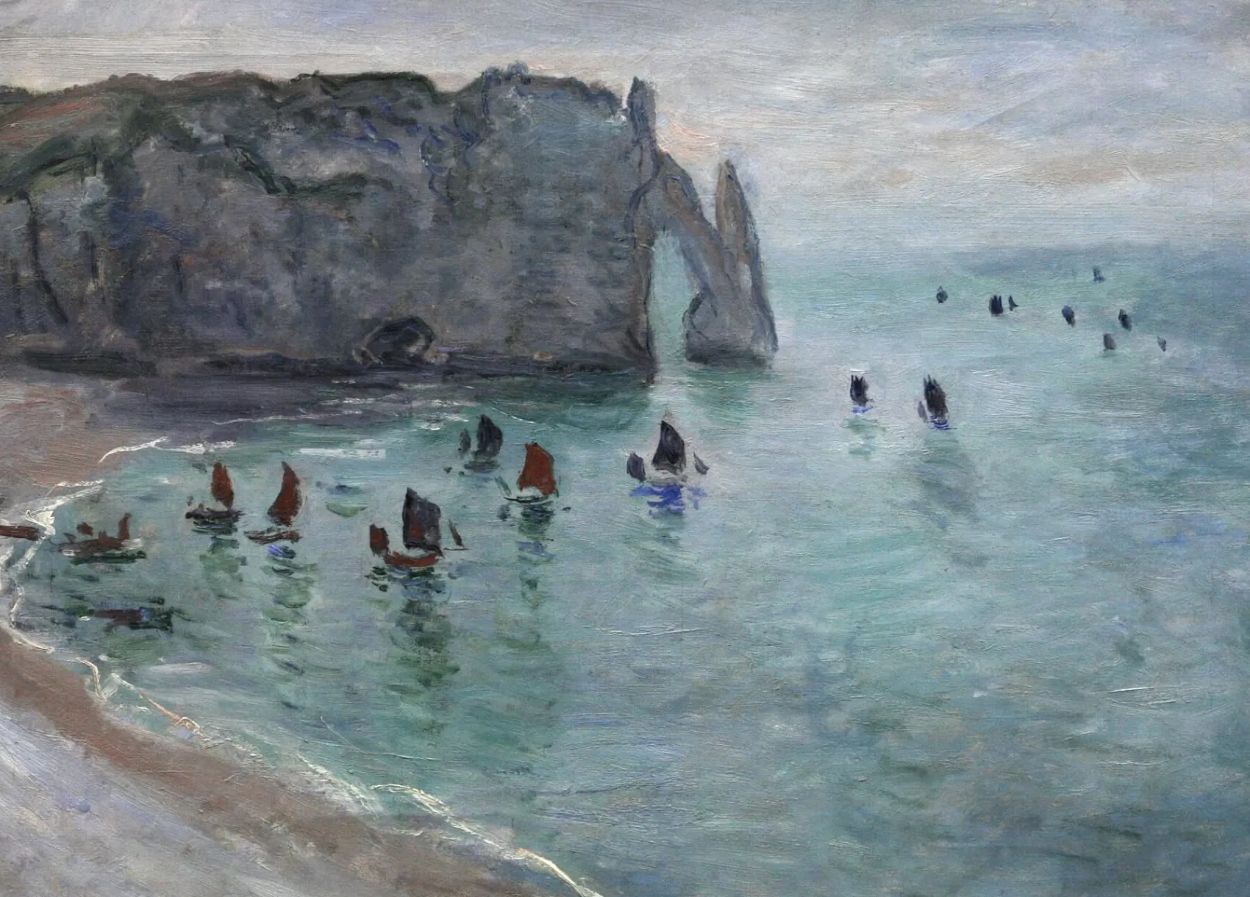 Galerie Mont Étretat, la porte d'Aval: fishing boats leaving the harbour - Claude Monet^ Monet