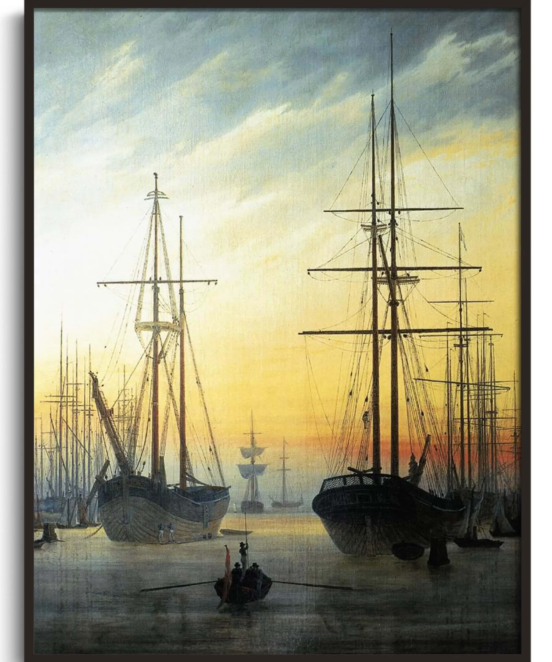 Galerie Mont View of a harbor - Caspar David Friedrich^ Friedrich