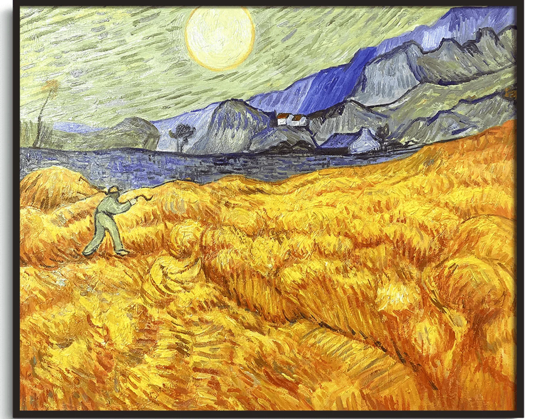 Galerie Mont Wheat Field Behind Saint‑Paul Hospital with a Reaper - Vincent Van Gogh^ Van Gogh
