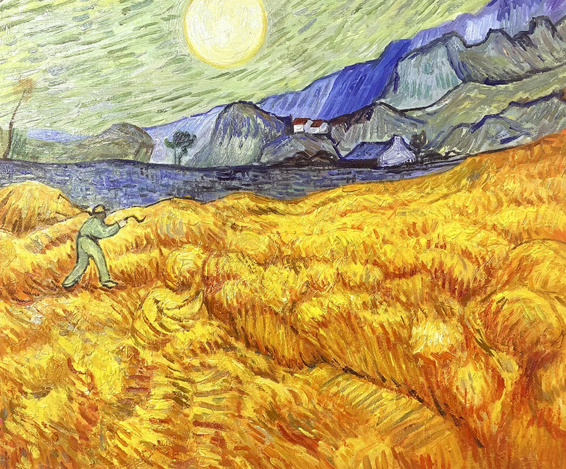 Galerie Mont Wheat Field Behind Saint‑Paul Hospital with a Reaper - Vincent Van Gogh^ Van Gogh