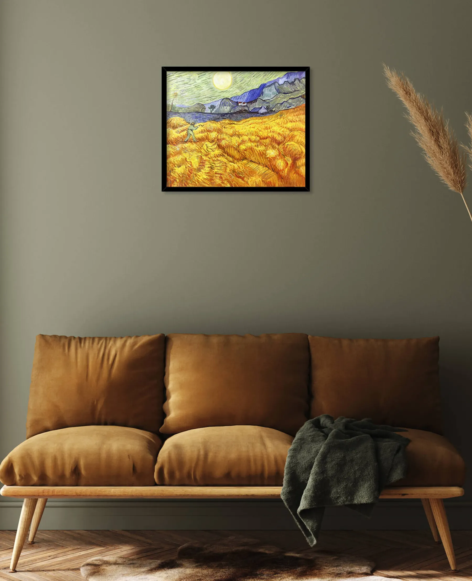 Galerie Mont Wheat Field Behind Saint‑Paul Hospital with a Reaper - Vincent Van Gogh^ Van Gogh