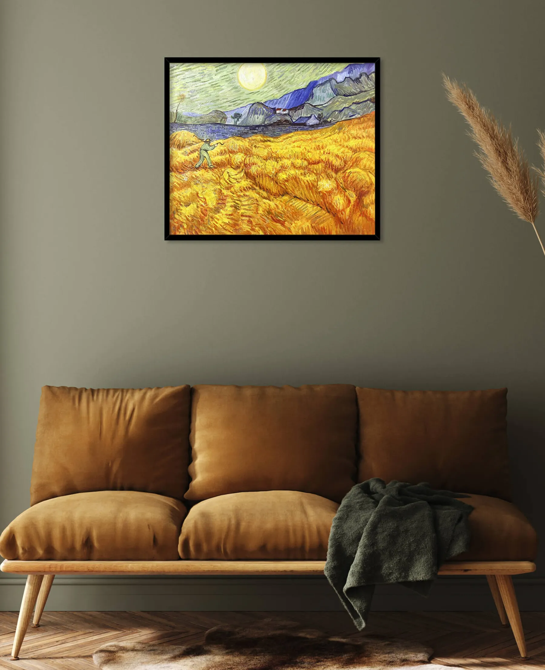 Galerie Mont Wheat Field Behind Saint‑Paul Hospital with a Reaper - Vincent Van Gogh^ Van Gogh