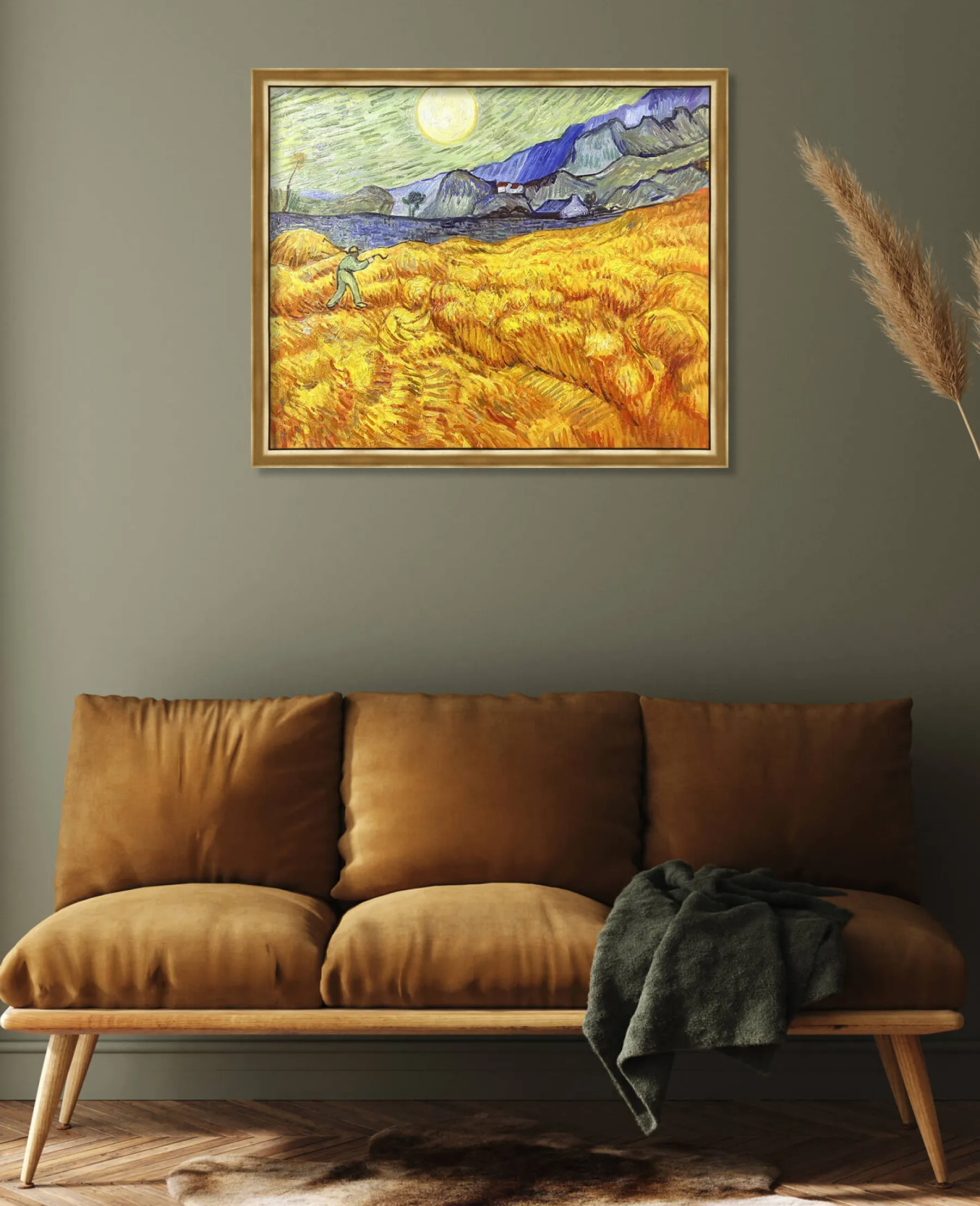 Galerie Mont Wheat Field Behind Saint‑Paul Hospital with a Reaper - Vincent Van Gogh^ Van Gogh