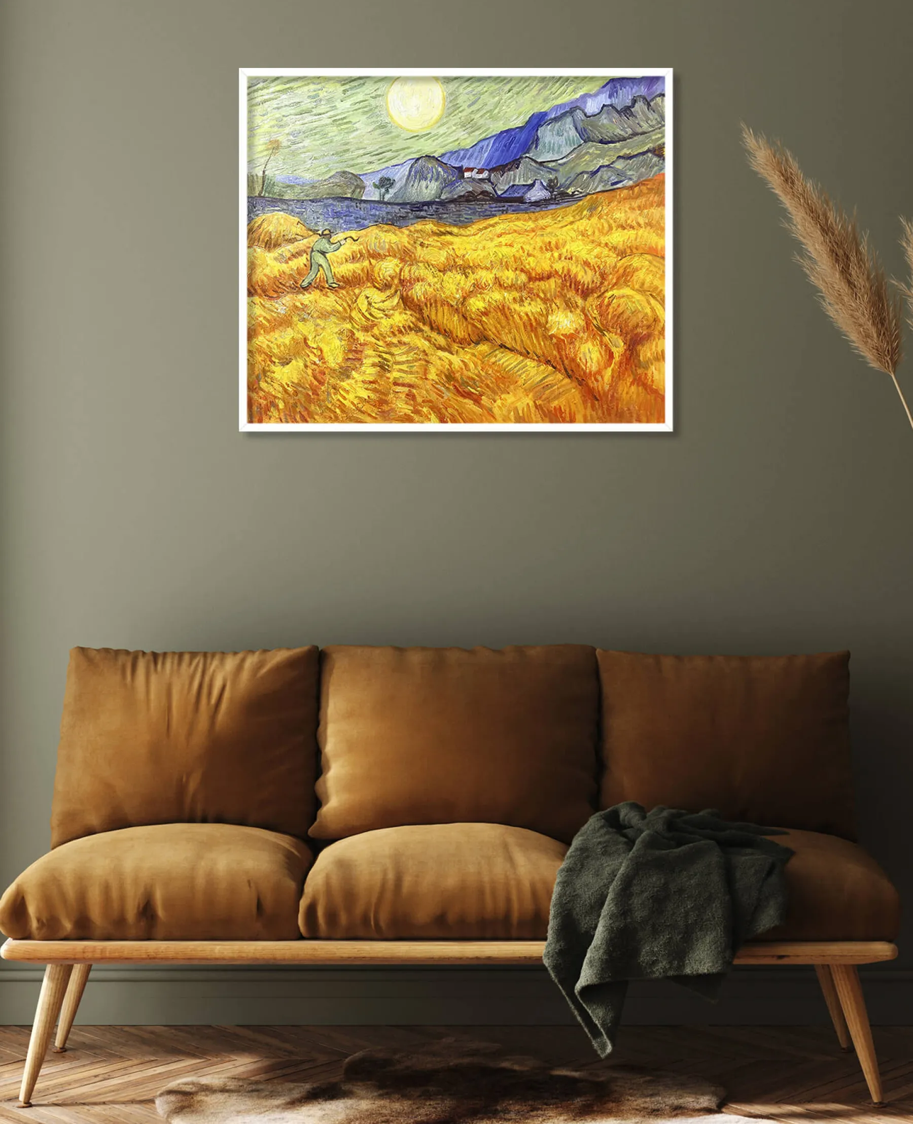 Galerie Mont Wheat Field Behind Saint‑Paul Hospital with a Reaper - Vincent Van Gogh^ Van Gogh