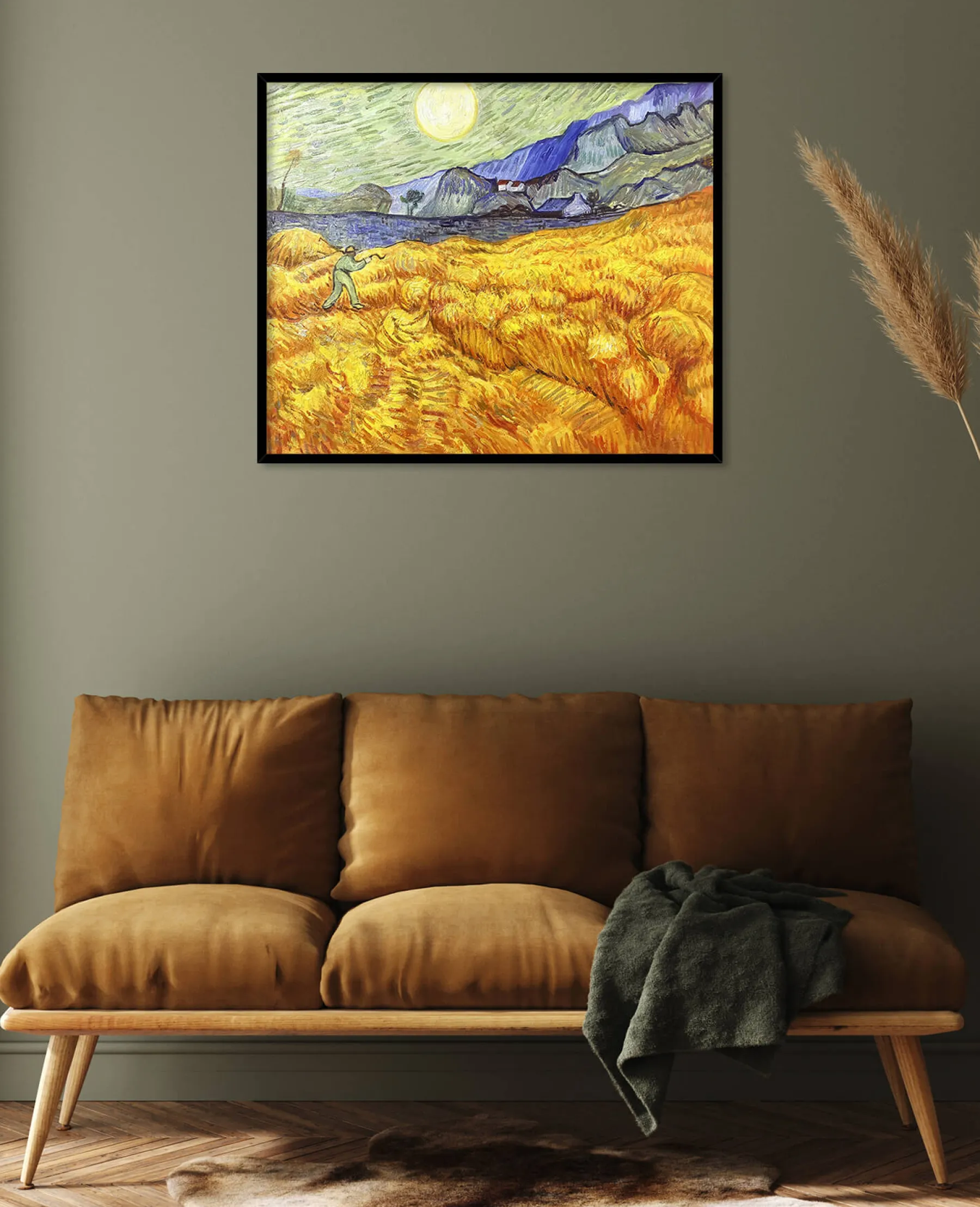 Galerie Mont Wheat Field Behind Saint‑Paul Hospital with a Reaper - Vincent Van Gogh^ Van Gogh