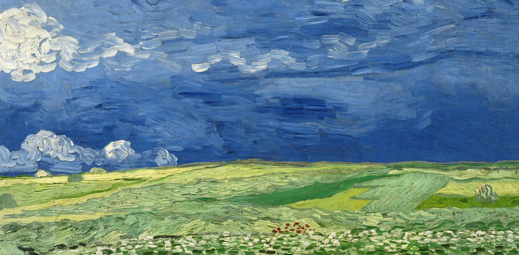 Galerie Mont Wheat field under storm clouds - Vincent Van Gogh^ Van Gogh