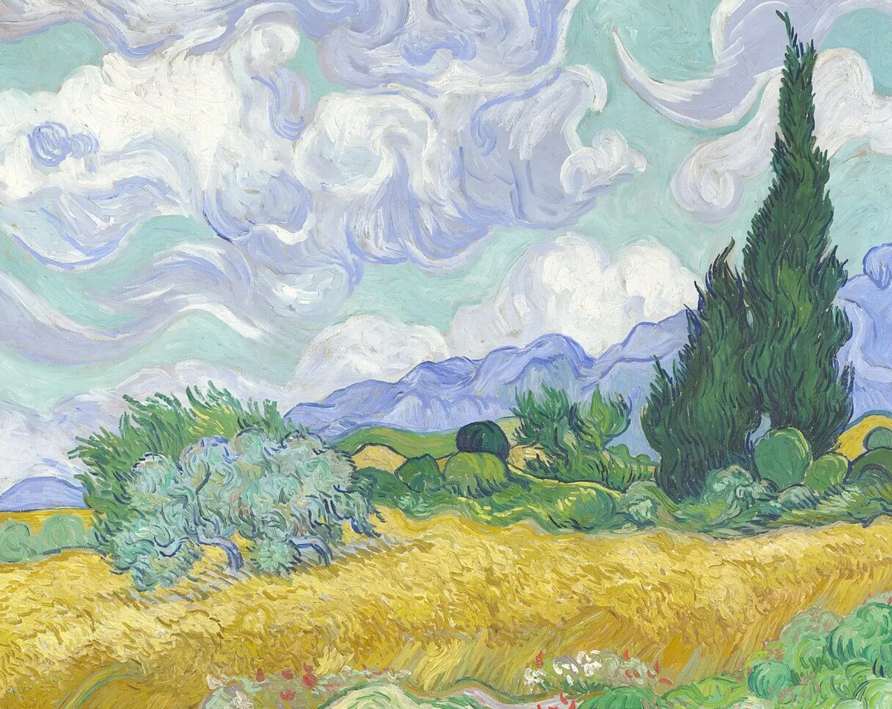 Galerie Mont Wheat field with cypresses - Vincent Van Gogh^ Van Gogh