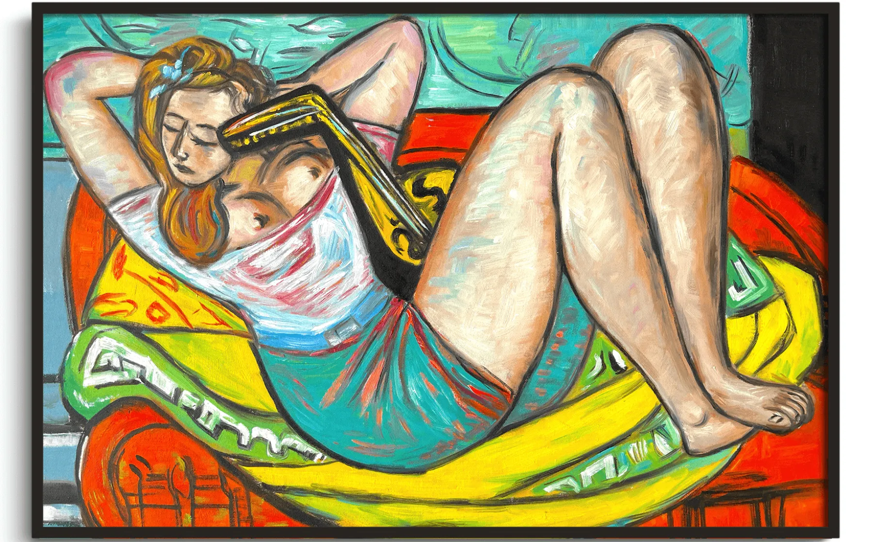 Galerie Mont Woman with a Mandolin in Yellow and Red - Max Beckmann^ Beckmann