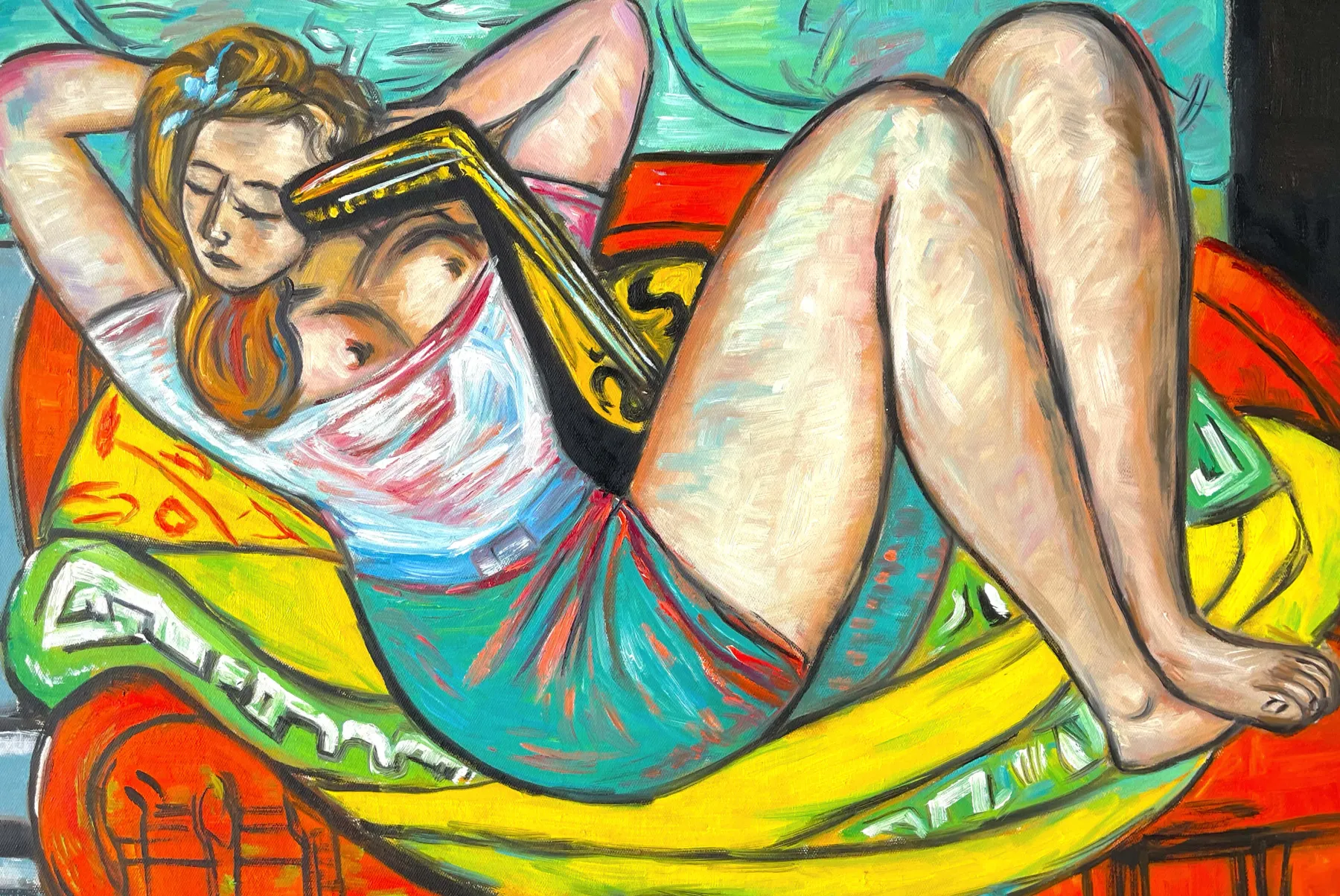 Galerie Mont Woman with a Mandolin in Yellow and Red - Max Beckmann^ Beckmann